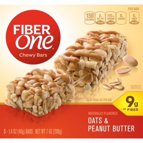 Fiber One Oats & Peanut Butter Chewy Bars, 5 ct / 1.4 oz Ralphs