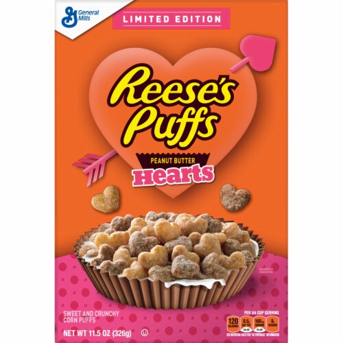 Reese's Puffs Limited Edition Hearts Cereal Perspective: front