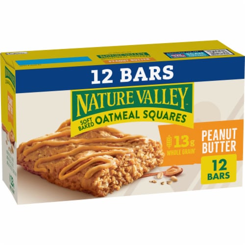 Nature Valley Soft Baked Oatmeal Squares Peanut Butter Snack Bars Perspective: front