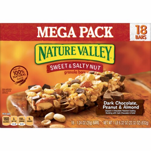 Nature Valley Sweet & Salty Nut Dark Chocolate Peanut & Almond Granola Bars Perspective: front