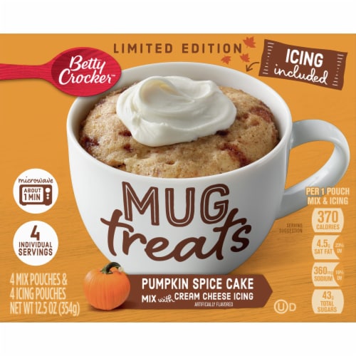 Betty Crocker Pumpkin Spice Cake Mug Treats Packets Perspective: front