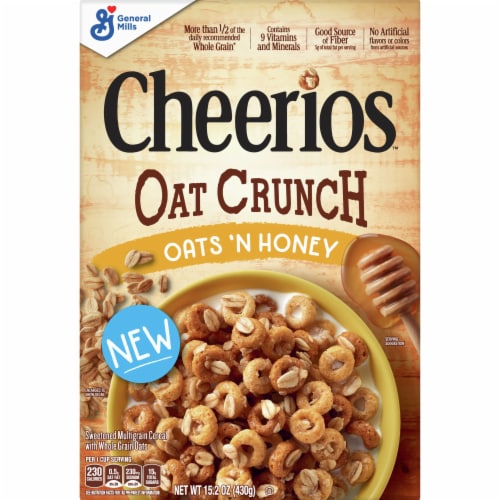 Cheerios Oat Crunch Oats 'N Honey Sweetened Multigrain Cereal Perspective: front