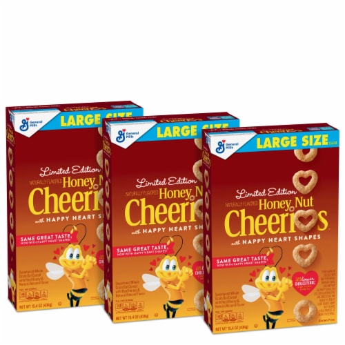 Honey Nut Cheerios Cereal 3 Count Perspective: front