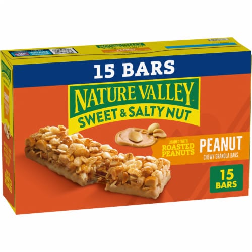 Nature Valley Whole Grain Peanut Sweet and Salty Nut Chewy Granola Bars Snacks Perspective: front