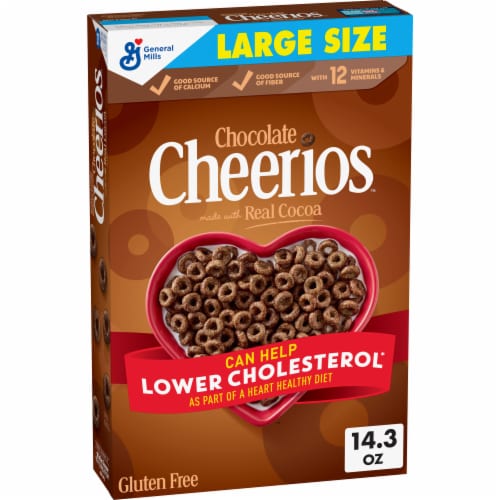 General Mills Chocolate Cheerios Large Size Cereal Perspective: front