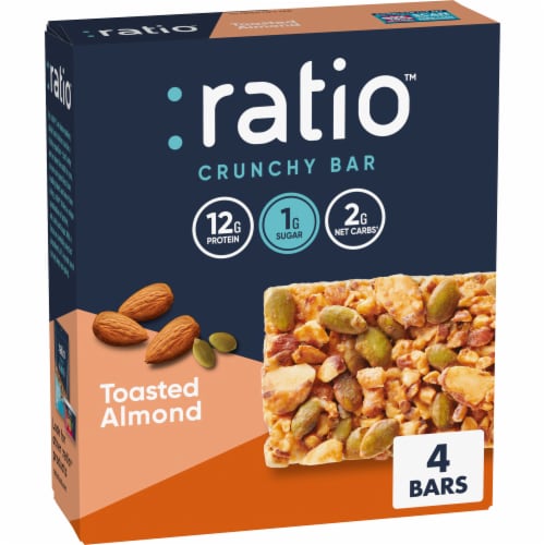 Ratio Toasted Almond Protein Crunchy Keto Friendly Bars Perspective: front
