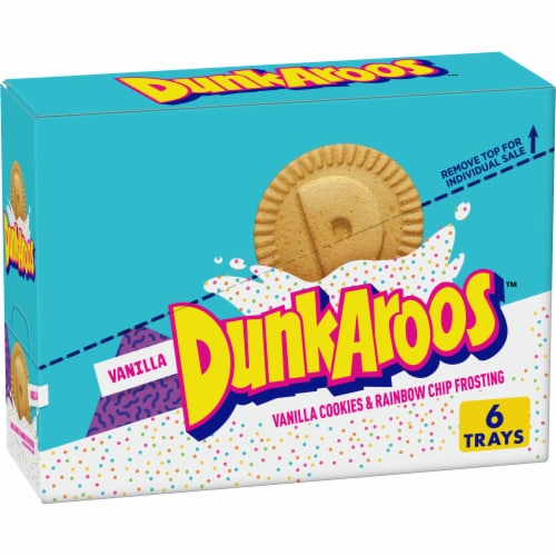 Dunkaroos Vanilla Cookies and Vanilla Frosting with Rainbow Sprinkles Perspective: front