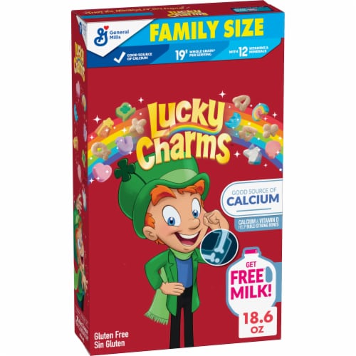 General Mills Lucky Charms with Marshmallows Family Size Cereal Perspective: front