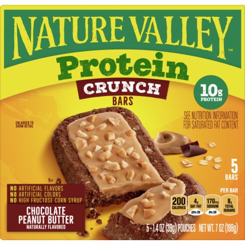 Nature Valley Chocolate Peanut Butter Crunchy Protein Granola Bars Perspective: front