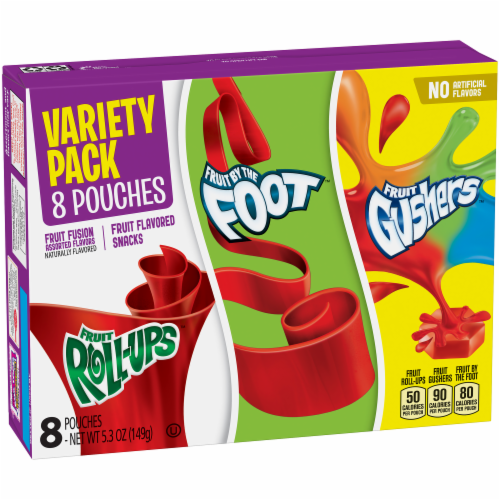 Fruit Roll Ups Fruit by the Foot Gushers Snacks Variety Pack, 8 ct