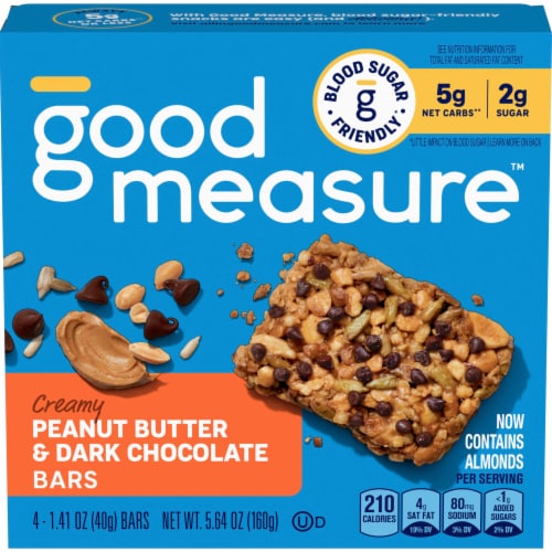 Good Measure™ Creamy Peanut Butter and Dark Chocolate Bars Perspective: front
