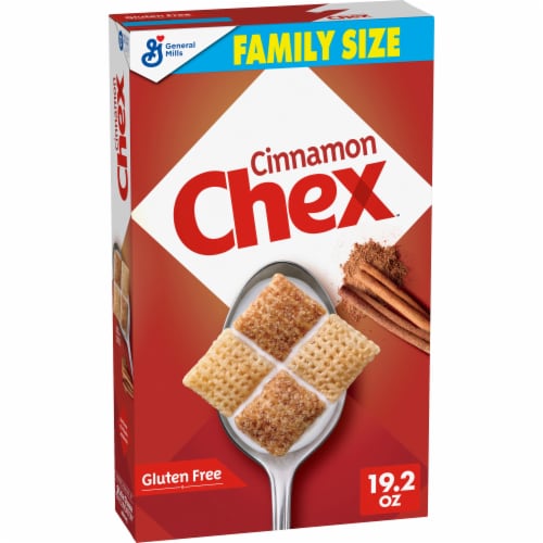 General Mills Cinnamon Chex Family Size Cereal Perspective: front