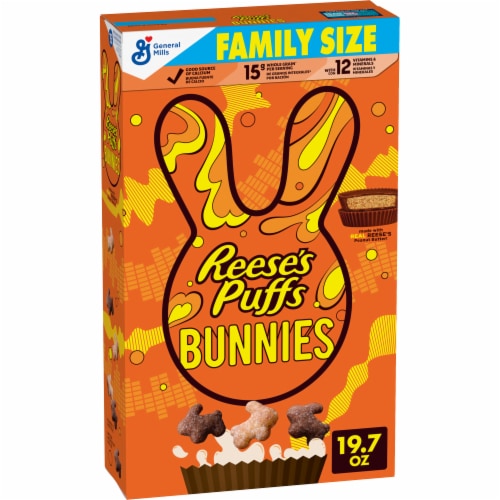 Reese’s Puffs Bunnies Chocolatey Peanut Butter Easter Edition Cereal Perspective: front