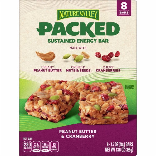 Nature Valley™ Packed Peanut Butter & Cranberry Sustained Energy Bars Perspective: front