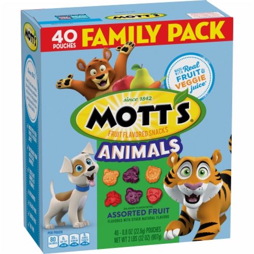 Mott's Animals Fruit Flavored Snacks Easter Basket Stuffers Family Pack Perspective: front