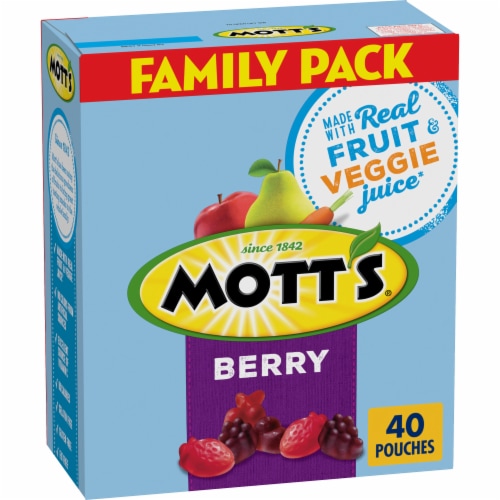Mott's Gluten Free Berry Fruit Flavored Snacks Family Pack Perspective: front