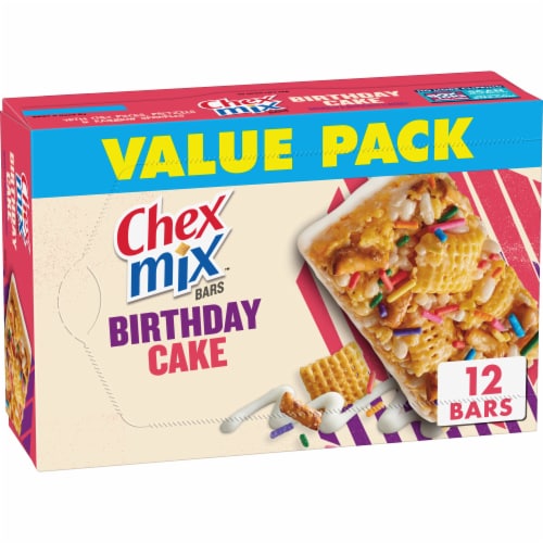 Chex Mix Birthday Cake Treat Bars Perspective: front