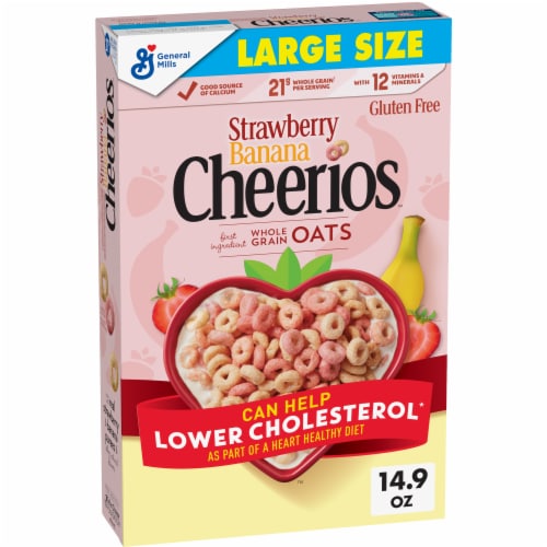 General Mills Strawberry Banana Cheerios Large Size Cereal Perspective: front