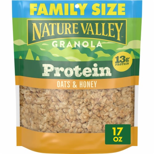 Nature Valley Whole Grain Oats and Honey Protein Granola Perspective: front