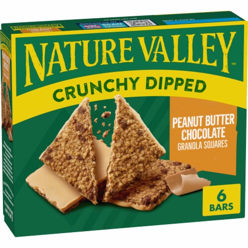 Nature Valley Whole Grain Peanut Butter Chocolate Crunchy Dipped Granola Squares Perspective: front