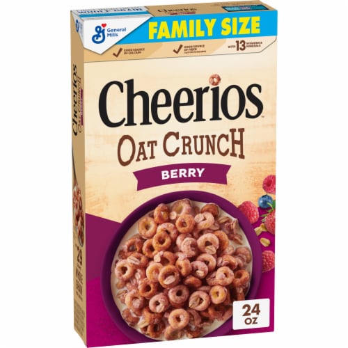 Cheerios Oat Crunch Berry Oat Breakfast Cereal Family Size Perspective: front