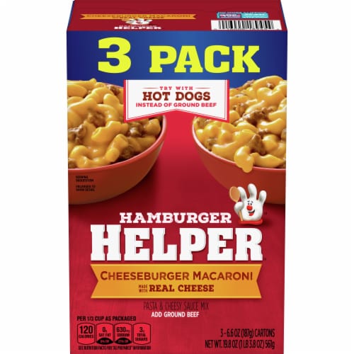 Hamburger Helper Cheeseburger Macaroni Pasta & Cheesy Sauce Mix Perspective: front