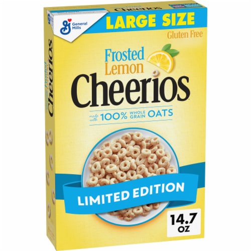 General Mills Frosted Lemon Cheerios Large Size Cereal Perspective: front