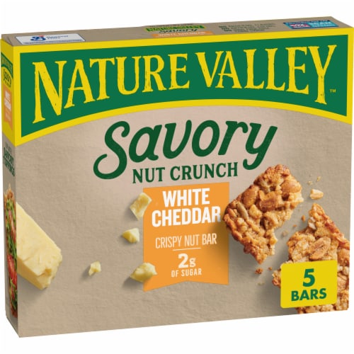 Nature Valley White Cheddar Savory Nut Crunch Bars Bulk Lunch Box Snacks Perspective: front