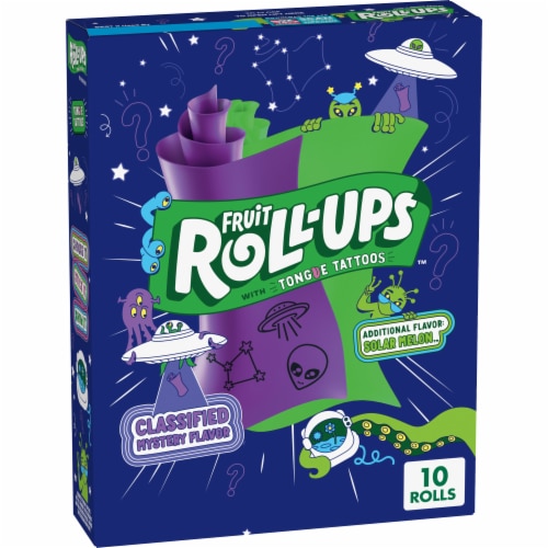 Fruit Roll Ups Gluten Free Mystery Flavor and Solar Melon Fruit Flavored Snacks Perspective: front