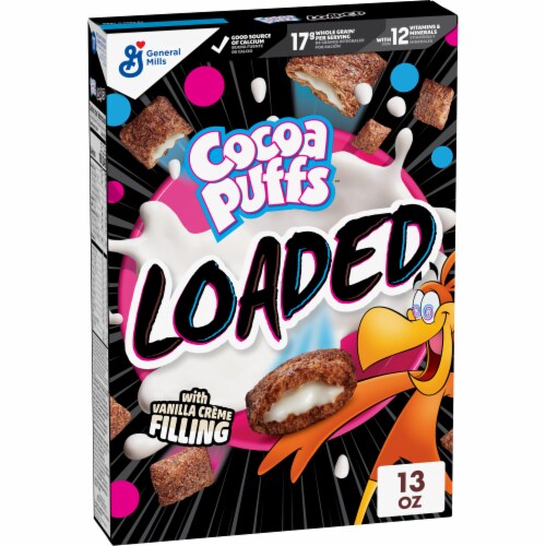 Cocoa Puffs Loaded Crispy Crème Filled Breakfast Cereal Perspective: front