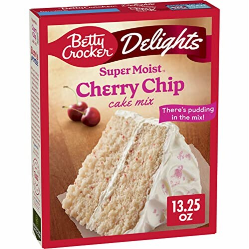 Betty Crocker Delights Super Moist Cherry Chip Cake Mix Perspective: front