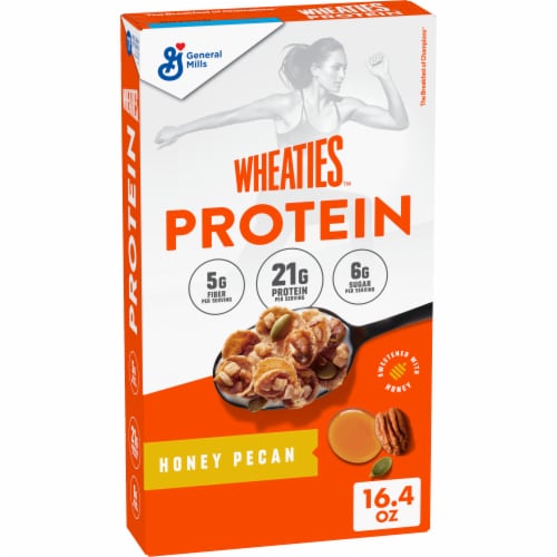 General Mills Wheaties Protein Honey Pecan Breakfast Cereal Perspective: front