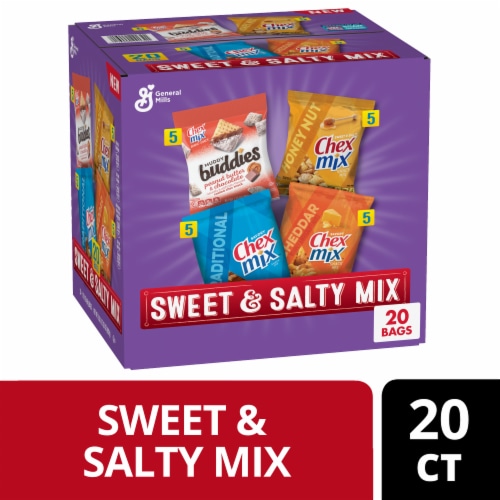 Sweet & Salty Mix Muddy Buddies and Chex Mix Snacks Variety Pack Perspective: front