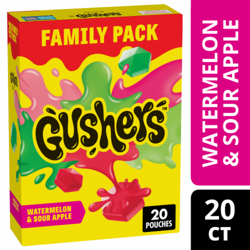 Gushers Watermelon and Sour Apple Fruit Flavored Snacks Family Pack Perspective: front