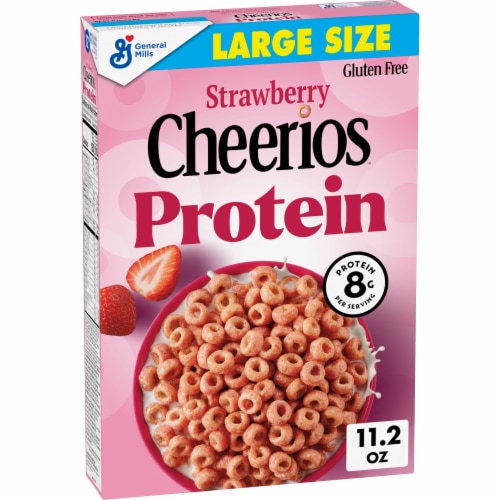 General Mills Strawberry Cheerios Protein Large Size Cereal Perspective: front