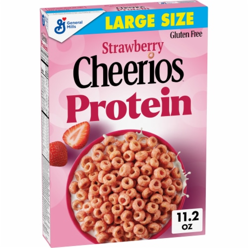 General Mills Strawberry Cheerios Protein Large Size Cereal Perspective: front