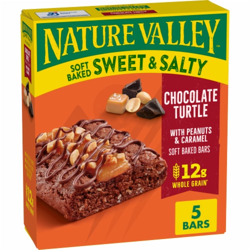 Nature Valley Soft Baked Sweet & Salty Chocolate Turtle Snack Bars Perspective: front