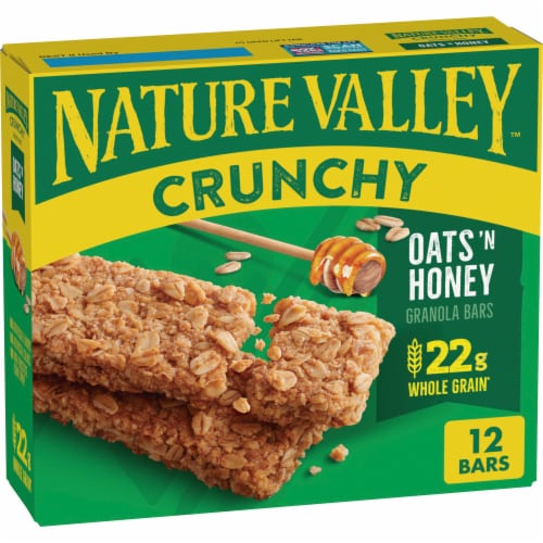Nature Valley Whole Grain Oats 'n Honey Crunchy Granola Bars Bulk Lunch Box Snacks Perspective: front