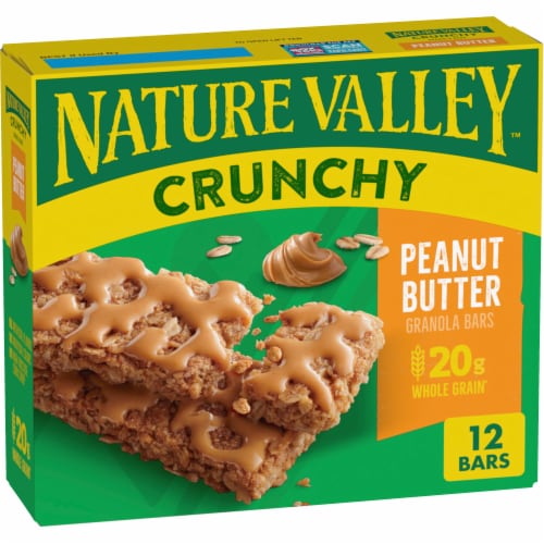 Nature Valley Whole Grain - Peanut Butter Crunchy Granola Bars Sweet Salty Bulk Lunch Box Snacks Perspective: front