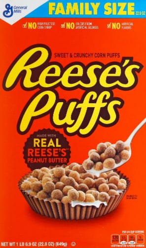General Mills Reese's Puffs Cereal Family Size Perspective: front