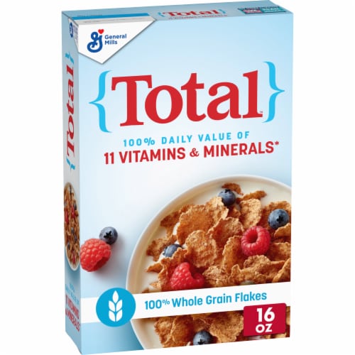 General Mills Total Wheat Flakes Cereal Perspective: front