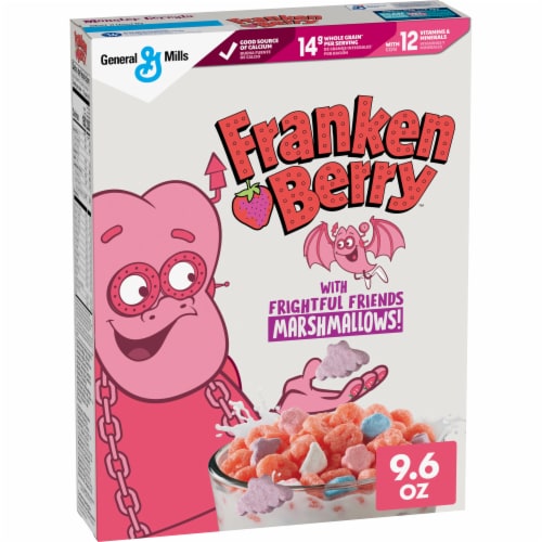 Franken Berry Halloween Breakfast Cereal Perspective: front