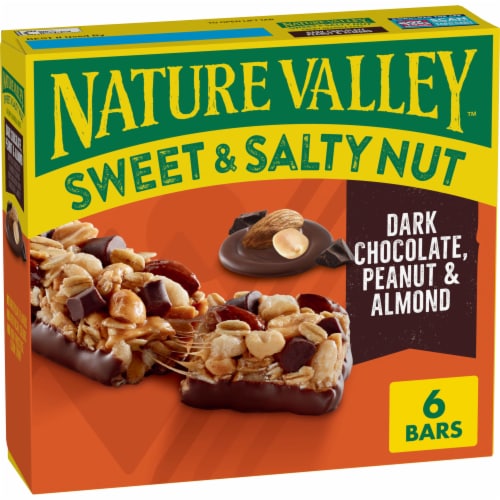 Nature Valley Whole Grain - Dark Chocolate Peanut Almond Sweet and Salty Nut Granola Bars Snacks Perspective: front