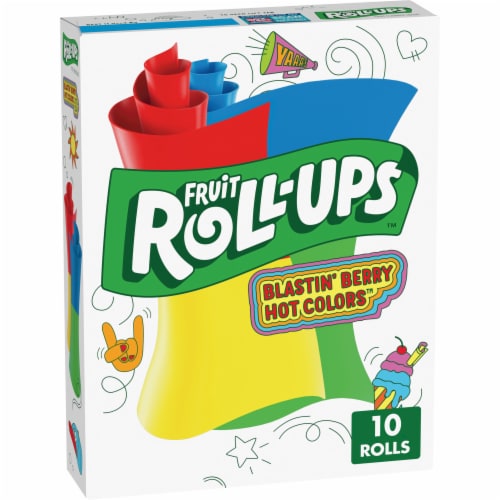 Fruit Roll Ups Fruit Flavored Snacks Blastin' Berry Hot Colors, 10 ct ...