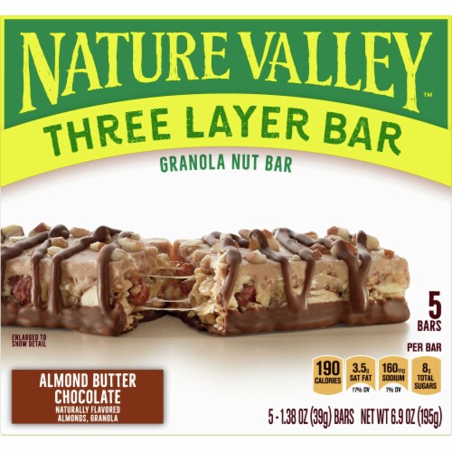 Nature Valley Almond Butter Chocolate Three Layer Granola Nut Bars Perspective: front