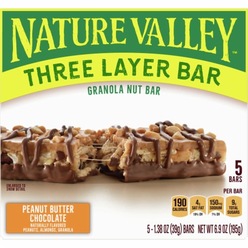 Nature Valley Peanut Butter Chocolate Three Layer Granola Nut Bars Perspective: front