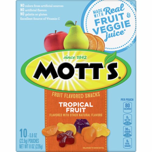Mott's Tropical Fruit Flavored Snacks Perspective: front