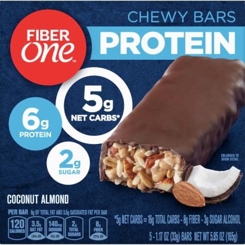 Fiber One Protein Coconut Almond Chewy Bars Perspective: front