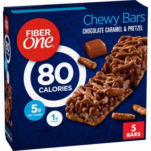 Fiber One 80 Calorie Chocolate Caramel and Pretzel Chewy Snack Bars Perspective: front