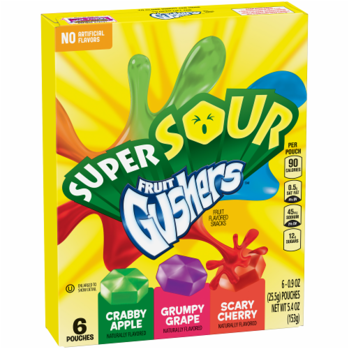 Fruit Gushers Super Sour Fruit Flavored Snacks Perspective: front